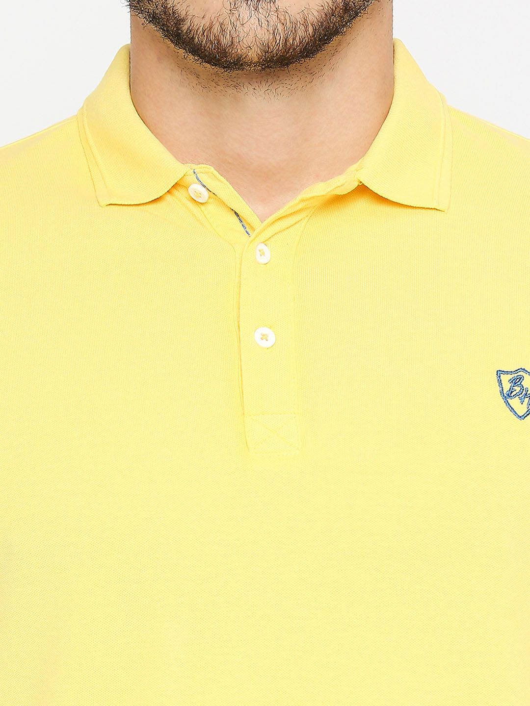 Being Human Men Yellow Polo Collar Applique T-shirt