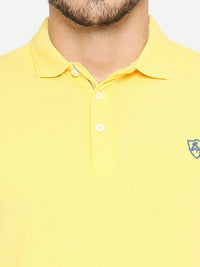 Being Human Men Yellow Polo Collar Applique T-shirt