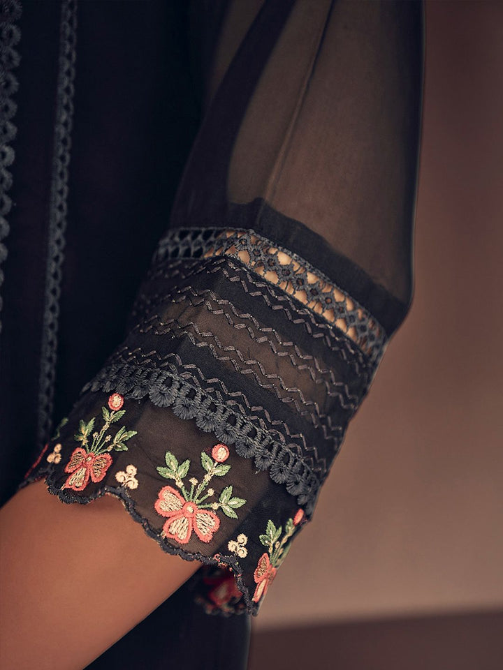 Indo Era Women Floral Embroidered Panelled Thread Work Kurta with Trousers & With Dupatta