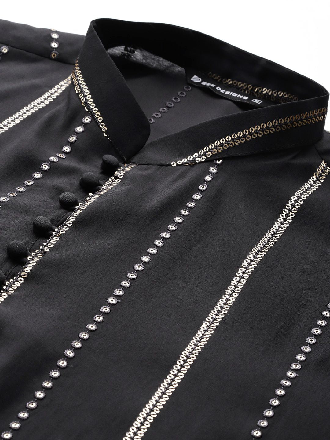 See Designs Men Embroidered Sequinned Chanderi Silk Kurta with Pyjamas