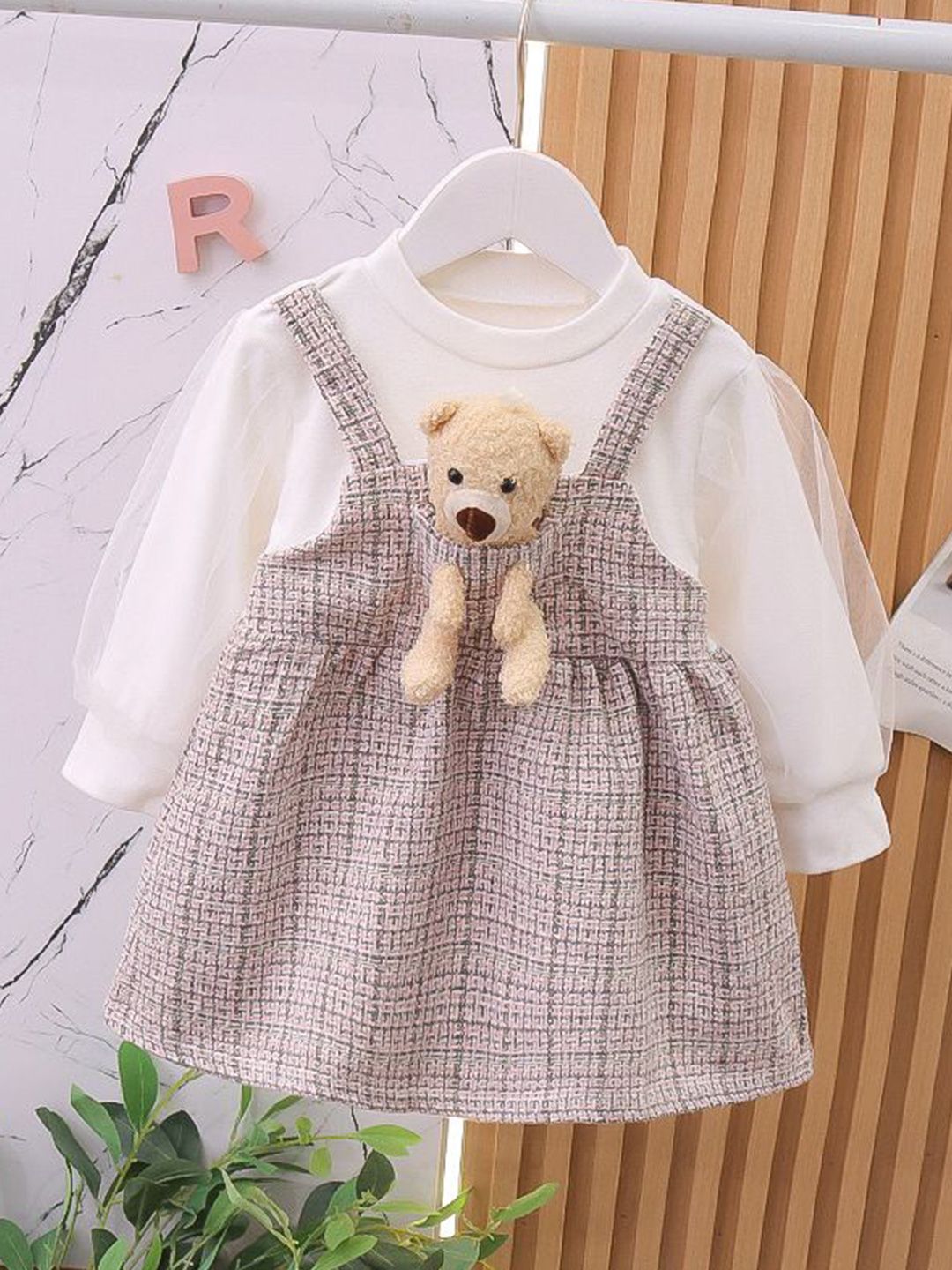 YK Girls Print Fit & Flare Dress