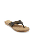 Mochi Women Black Embellished Open Toe Flats