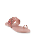 Metro Women Peach-Coloured One Toe Flats