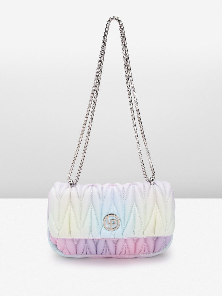 Lino Perros Women Geometric Textured Structured Sling Bag with Quilted Detail