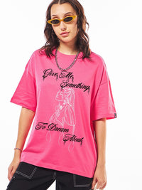 Bewakoof Women Typography Printed Round Neck Cotton Pure Cotton Oversized T-shirt