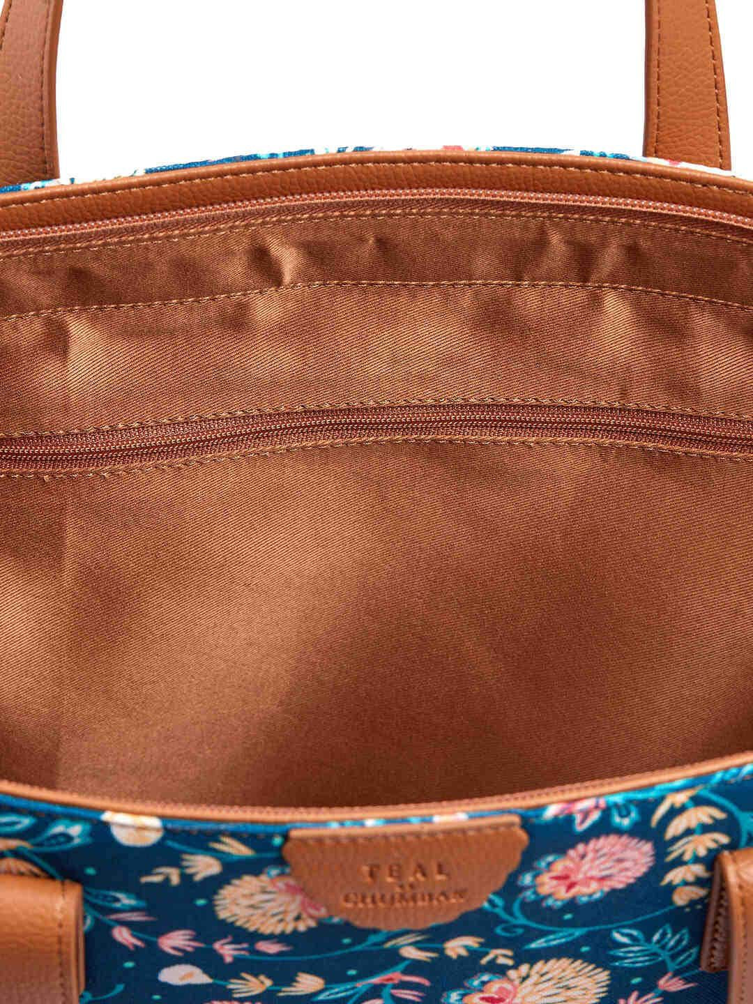 TEAL BY CHUMBAK Floral Printed Tote Bag