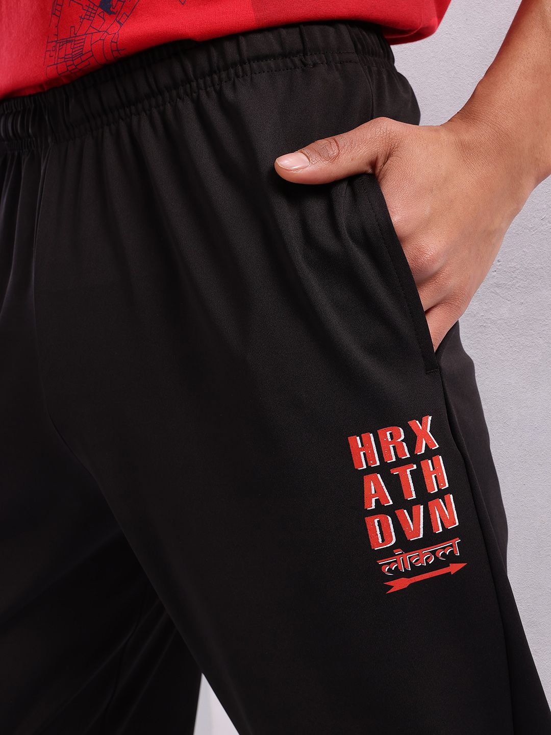 HRX by Hrithik Roshan Men Typography Printed Mid-Rise Lifestyle Track Pants