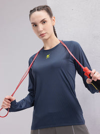 HRX by Hrithik Roshan Striped Raglan Sleeves Rapid-Dry Training T-shirt