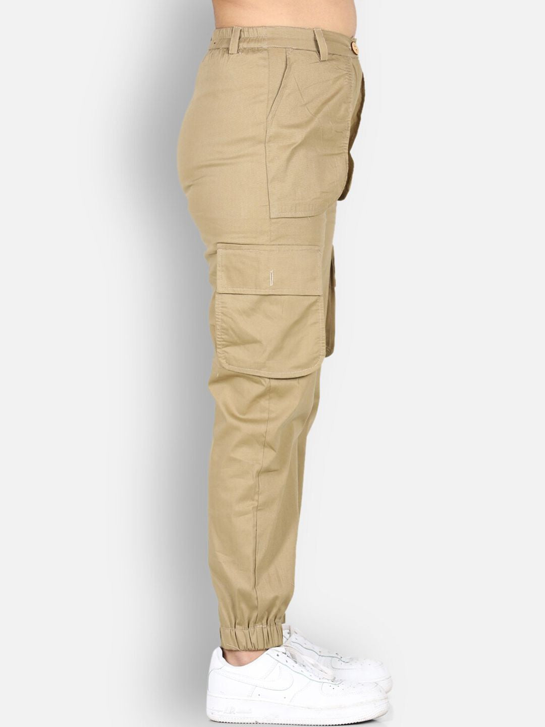 Cutiekins Girls Beige High-Rise Cargos Trouser