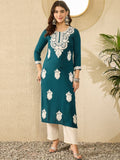 KALINI Floral Embroidered Straight Kurta