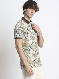THE BEAR HOUSE Tropical Printed Polo Collar Pure Cotton T-Shirt