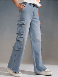 Tokyo Talkies Women Straight Fit Cargo Jeans