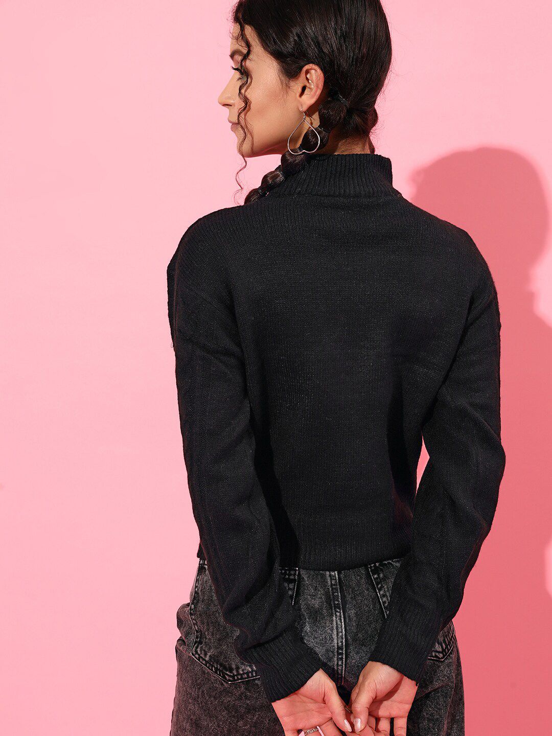 STREET 9 Women Black Cable Knit Sweater