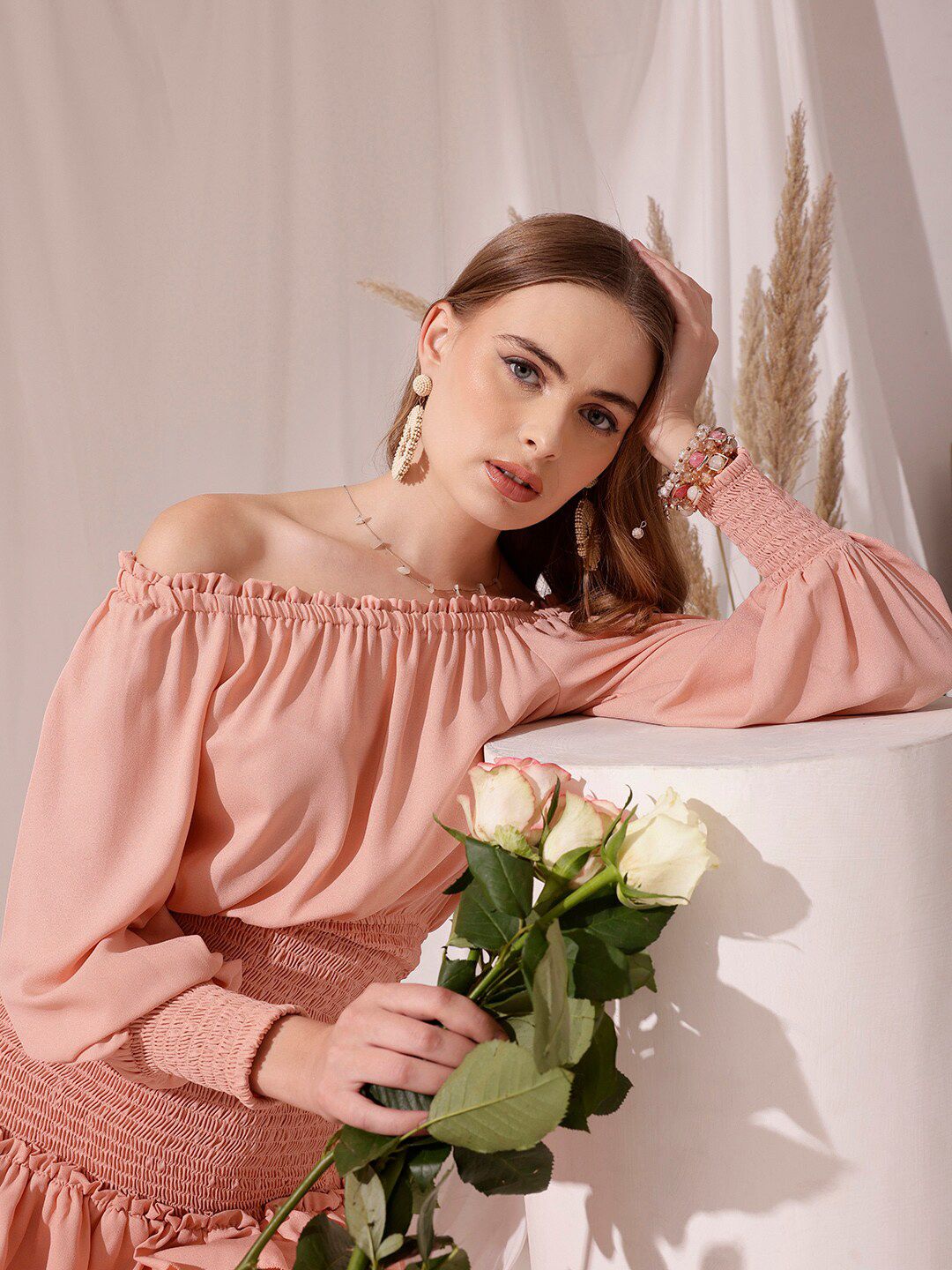 STREET 9 Off-Shoulder Georgette Sheath Maxi Dress