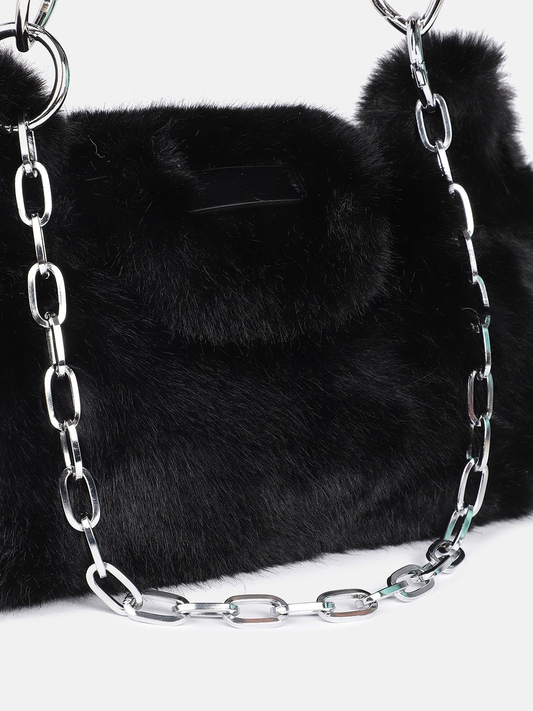 DressBerry Structured Shoulder Bag With Fur