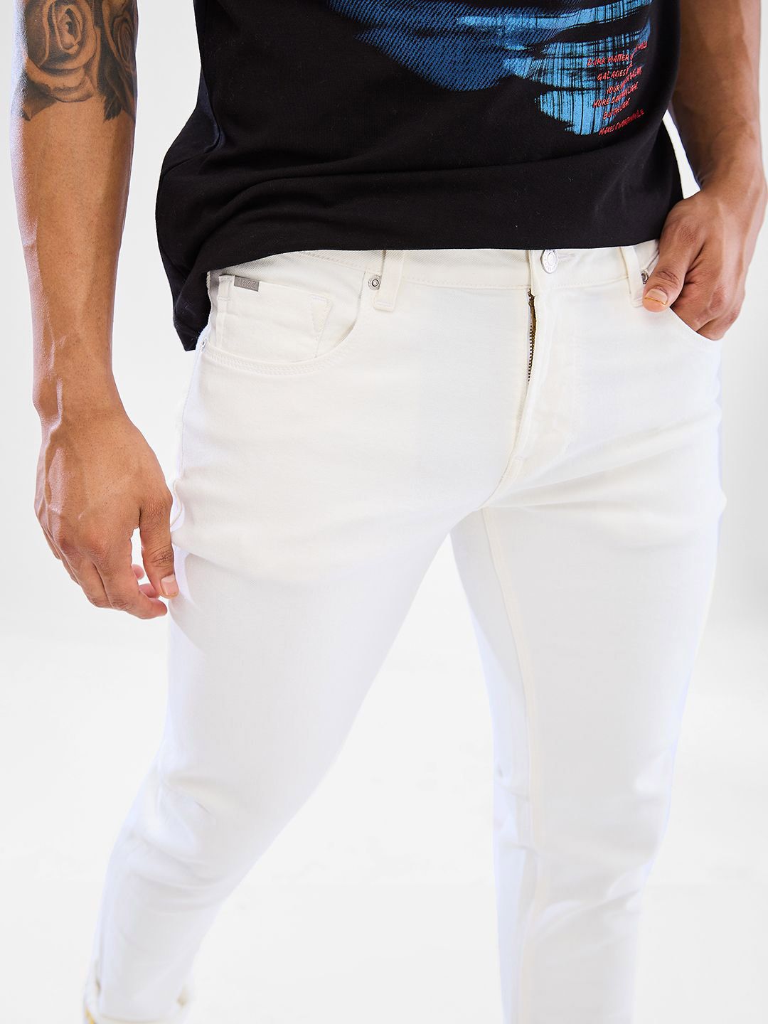 SPYKAR Men Slim Fit Low-Rise Clean Look Stretchable Cropped Jeans