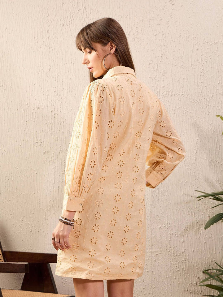 SASSAFRAS Schiffli Shirt Dress