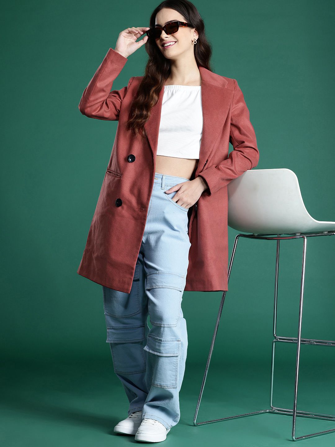 DressBerry Notched Lapel Collar Longline Overcoat