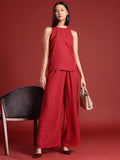 all about you Women Round Neck Flared Leg Co-Ords