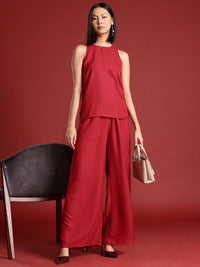 all about you Women Round Neck Flared Leg Co-Ords