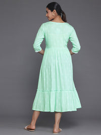 Libas Ethnic Motifs Embroidered Ruffled Fit & Flare Midi Dress