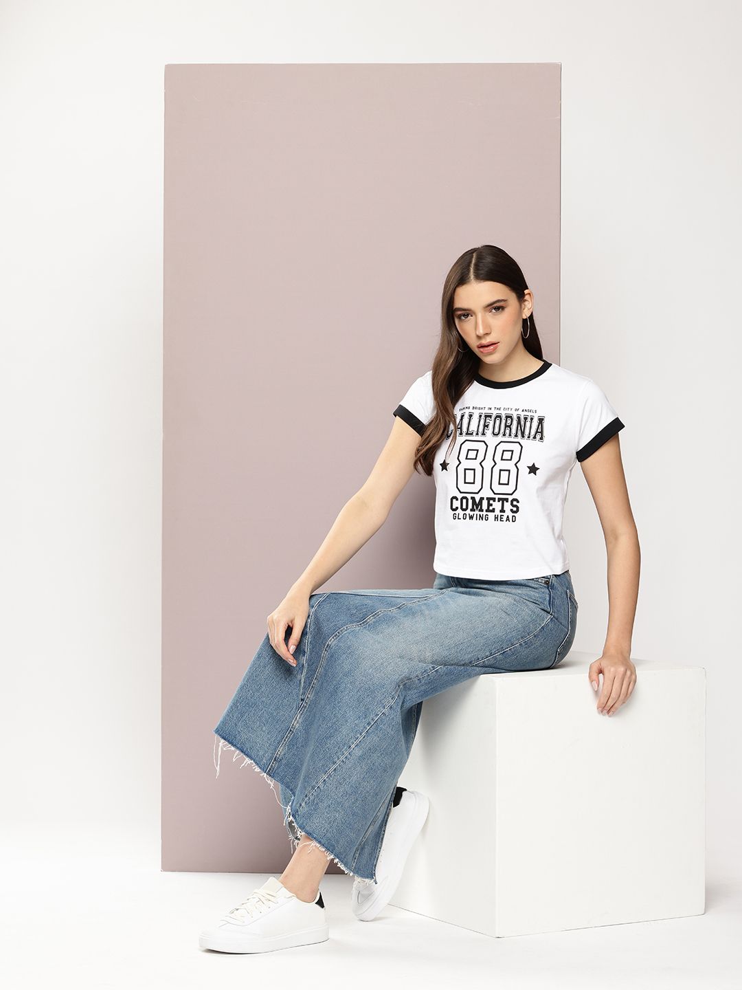 Dillinger Women Short Sleeve Boxy Cropped Printed Tshirt