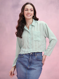 DressBerry Seersucker Checked Boxy Casual Shirt