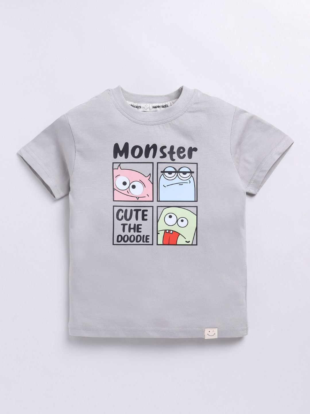 Happy Faces Boys Pure Cotton Typography & Graphic Printed T-shirt