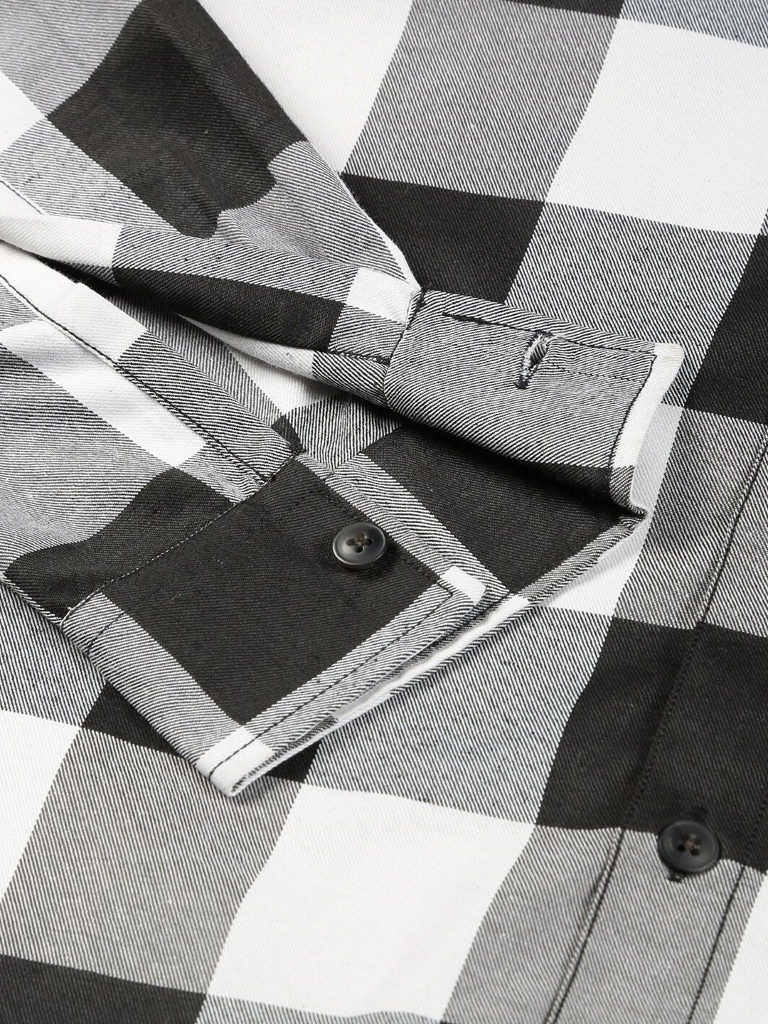 Thomas Scott Smart Buffalo Checked Cotton Oversized Casual Shacket