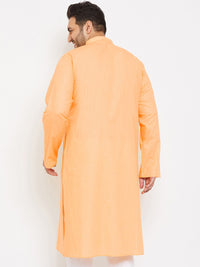 VASTRAMAY Men Orange Cotton Kurta