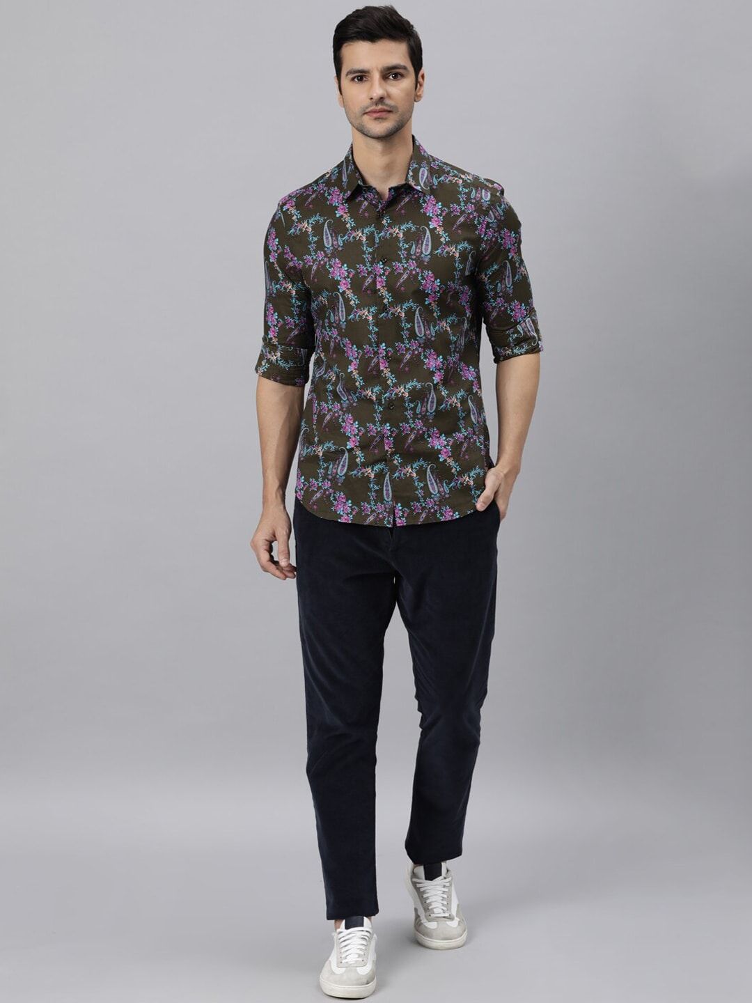 RARE RABBIT Men Davos Slim Fit Opaque Printed Shirt