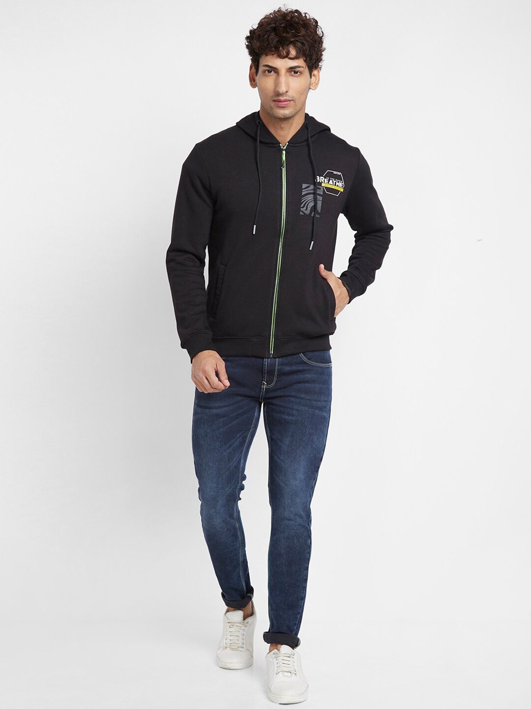 Being Human Hooded Front Open Sweater