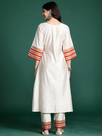 Indo Era Floral Embroidered Empire Thread Work Liva Kurta with Trousers