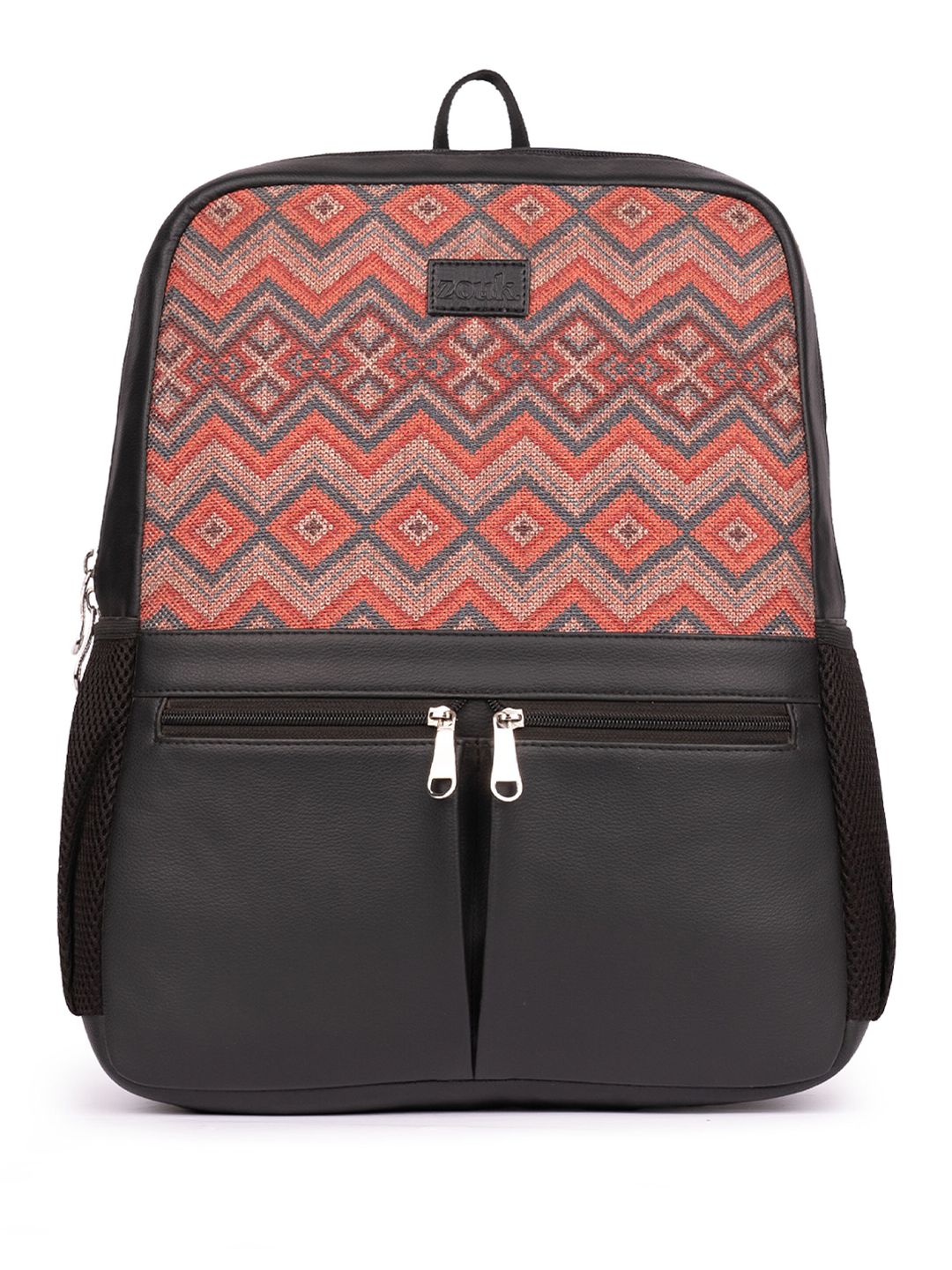 ZOUK  Women Chevron Printed Vegan Leather Backpack-Up to 16 inch