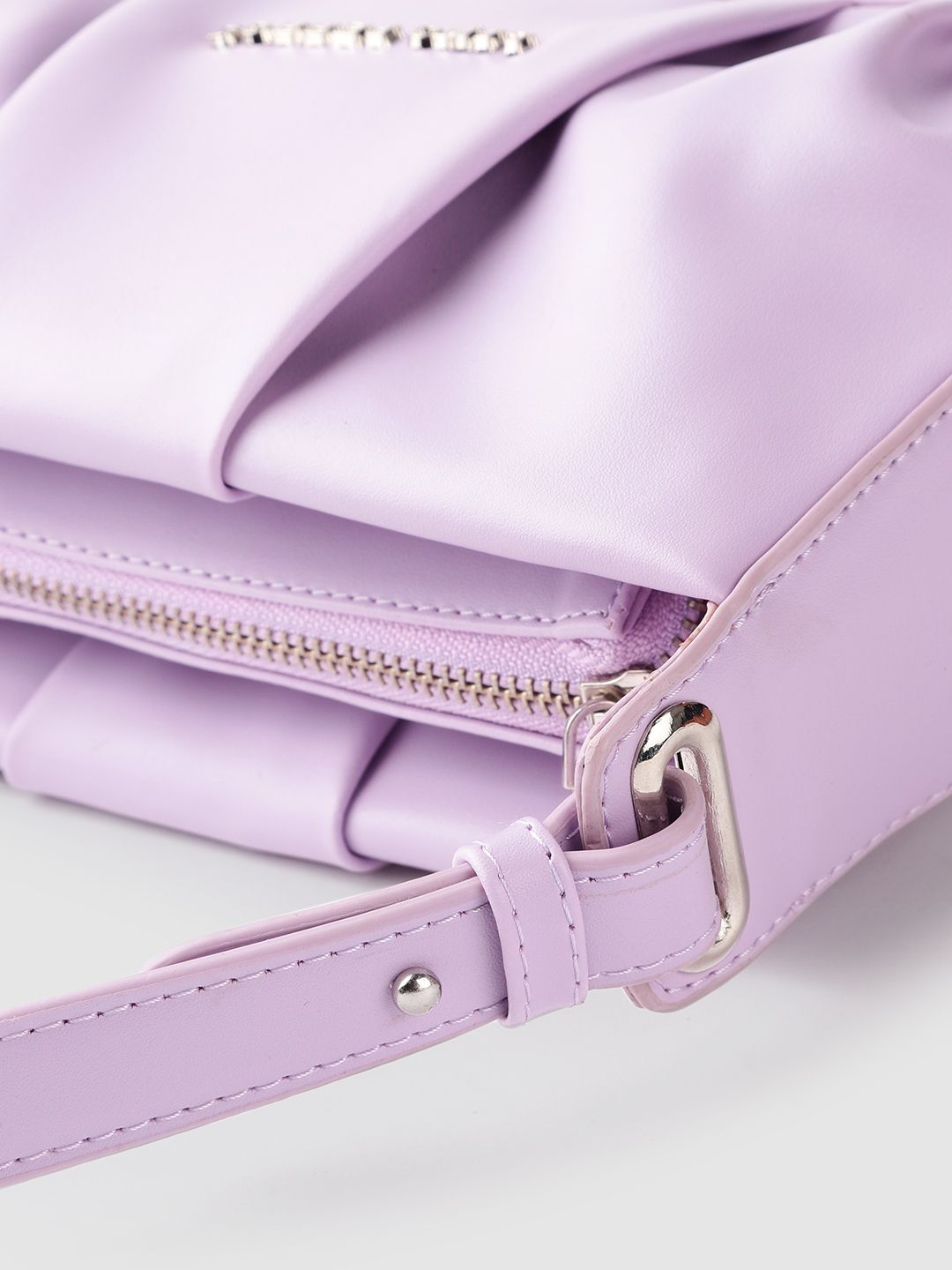 Lino Perros Lavender Structured Shoulder Bag with Pleated Detail