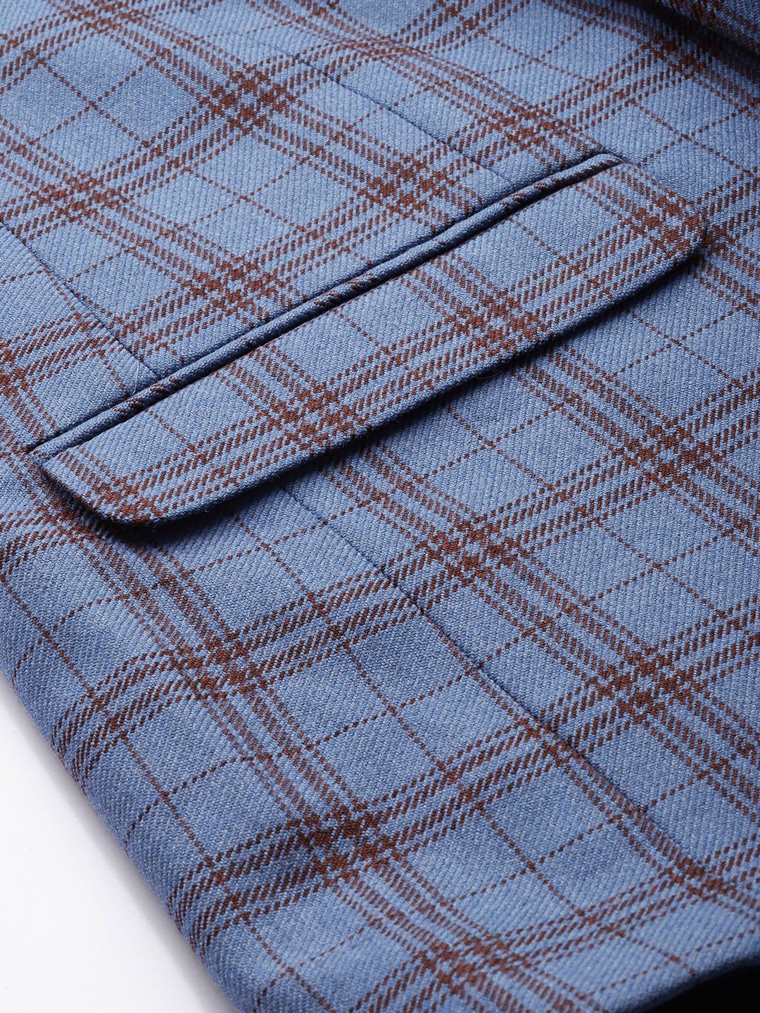 Park Avenue Notched Lapel Single Breasted Checked Slim Fit Formal Blazer