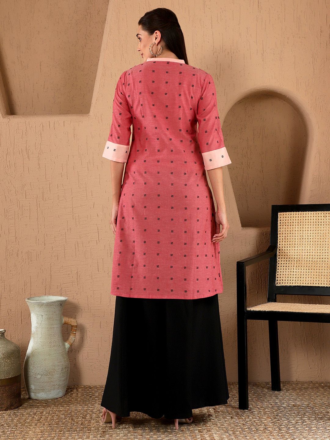 W Women Red Ethnic Motifs Printed Kurta