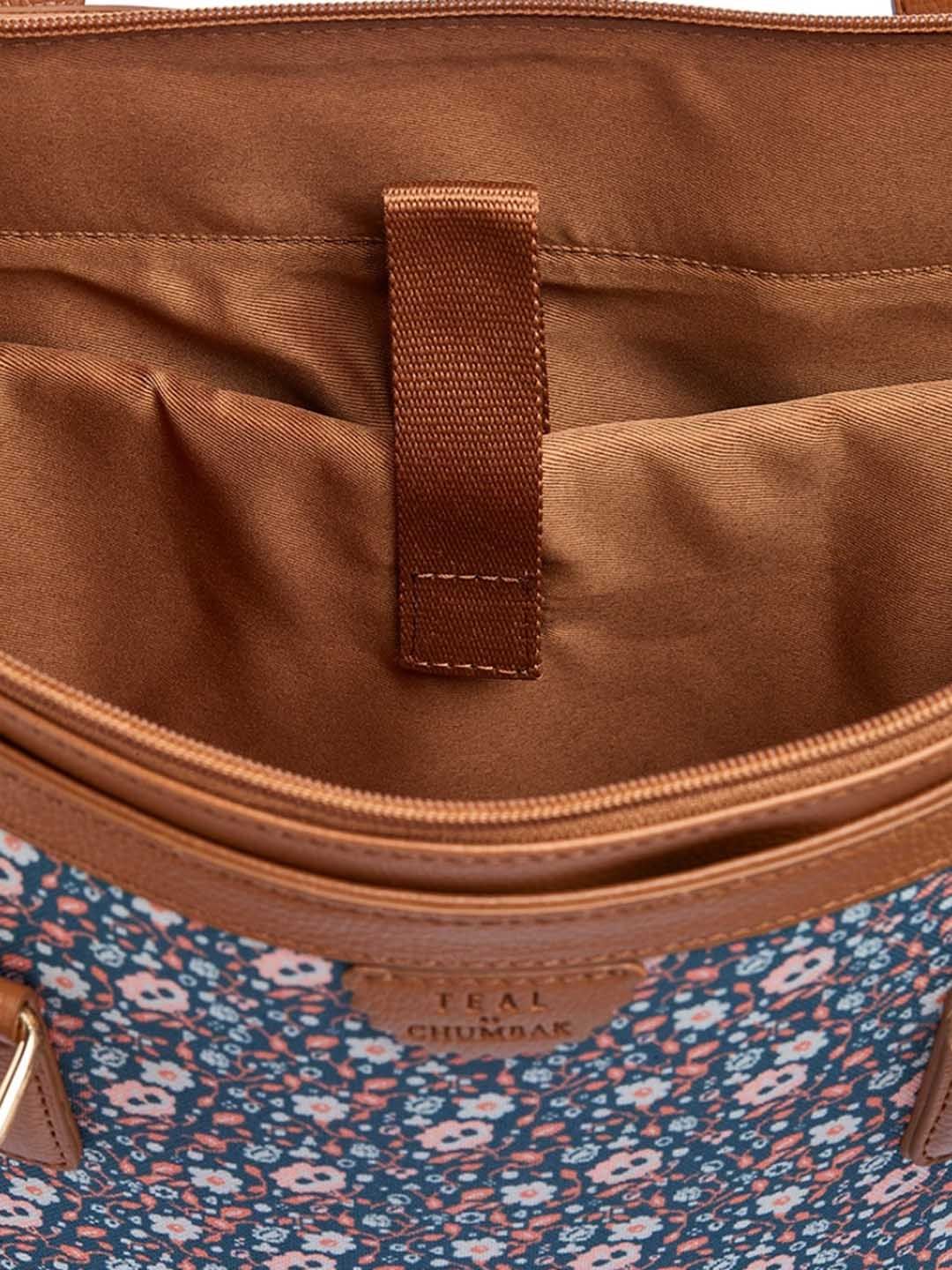 TEAL BY CHUMBAK Floral Printed Structured Tote Bag