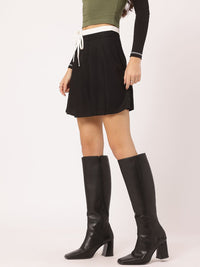 DressBerry Skater Chic Contrast Waistband Mini Skirt