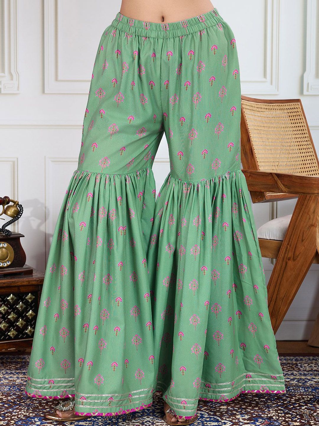 House of Pataudi Printed Kurti Sharara With Dupatta