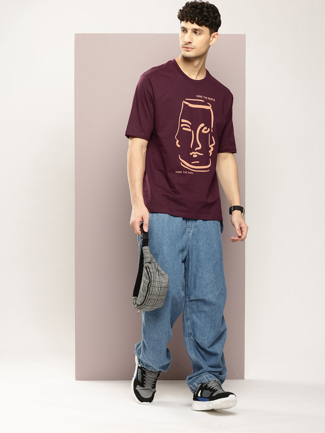 DILLINGER Men Printed Drop-Shoulder Sleeves Oversized Pure Cotton T-shirt