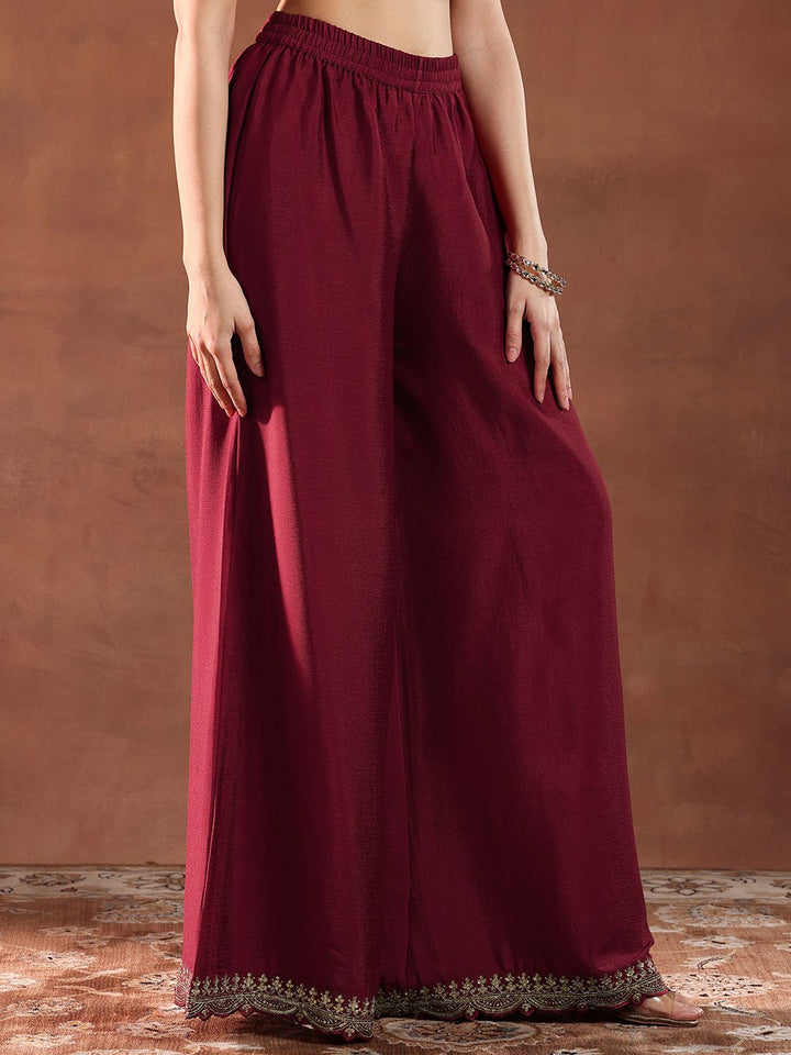 Libas Floral Embroidered Sequinned Straight Kurta with Palazzos & Dupatta