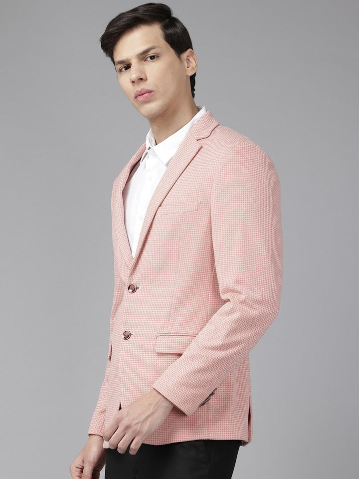 Park Avenue Self Checked Super Slim Fit Single-Breasted Formal Blazer