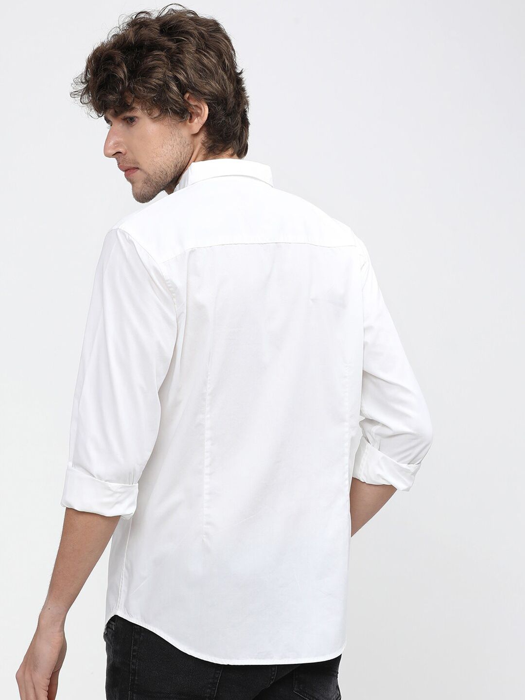 HIGHLANDER Men White Slim Fit Printed Casual Shirt