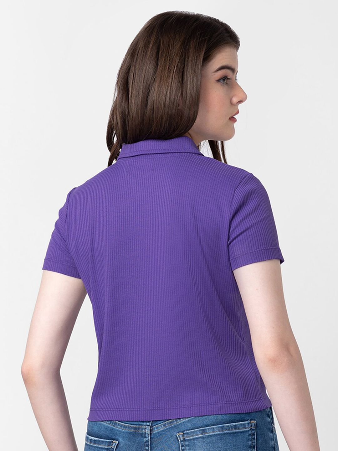 SPYKAR Women Slim Fit Crop Cotton Casual Shirt