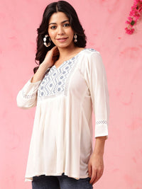 Anouk Ethnic Motifs Yoke Design Thread Work A-Line Short Kurti
