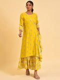 W Yellow & Pink Floral Printed Culotte Jumpsuit