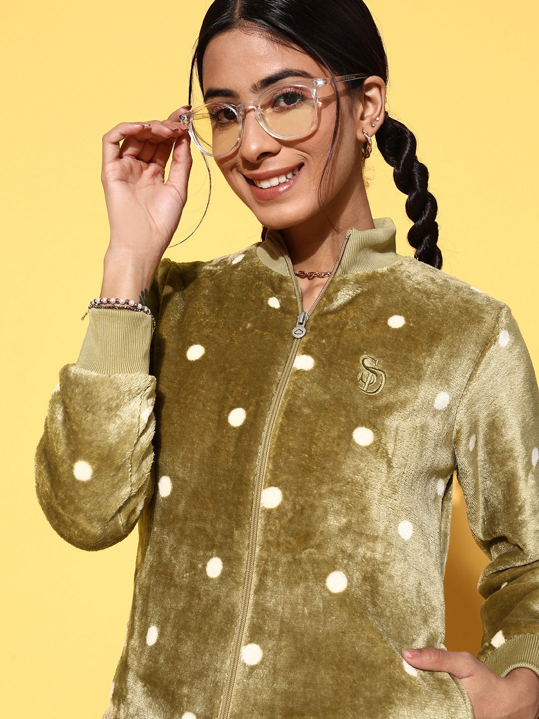 Sweet Dreams Woman Velvet Polka Dot Track Suit