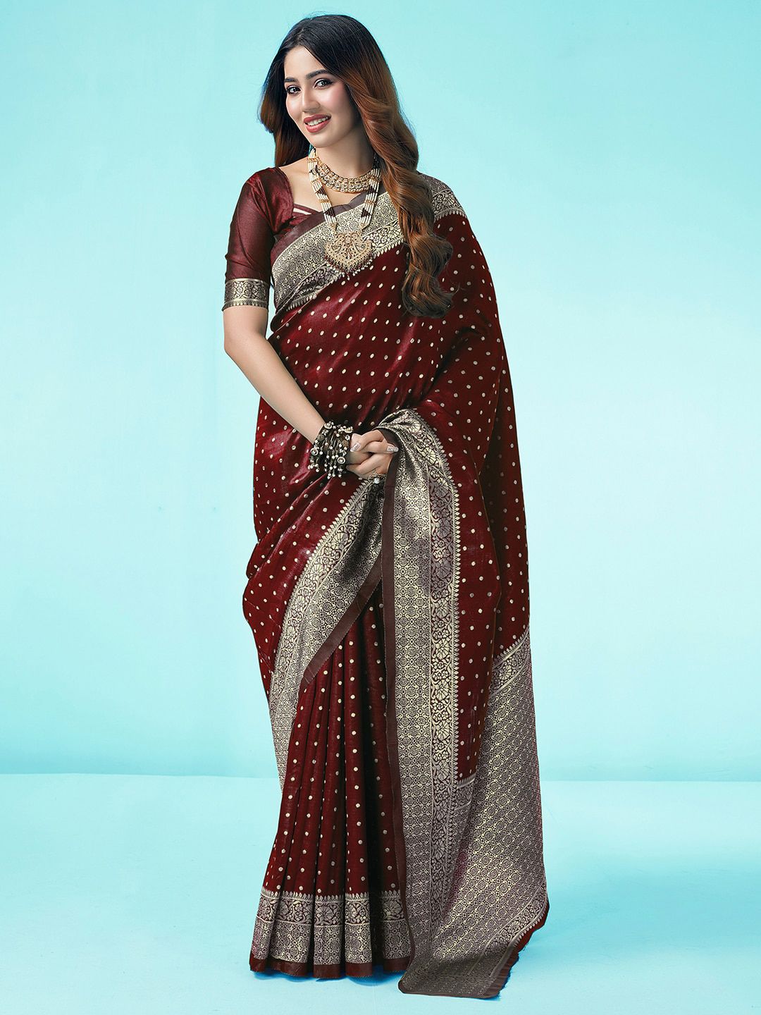 KALINI Ethnic Motifs Zari Art Silk Banarasi Saree
