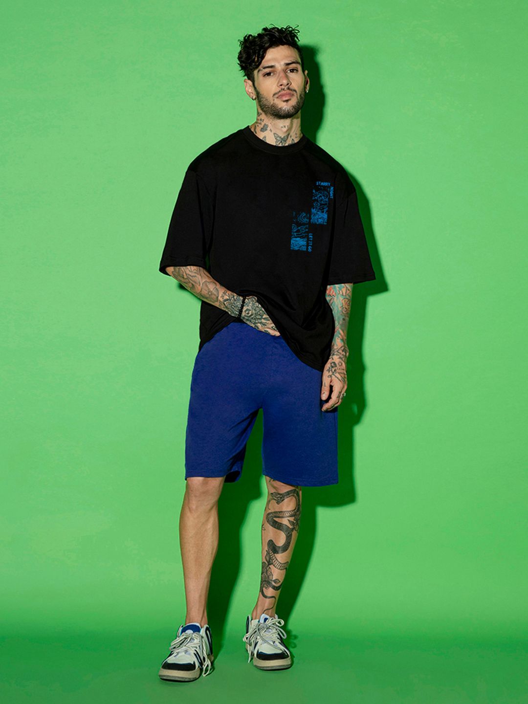 Bewakoof Graphic Printed Drop-Shoulder Sleeves Oversized Cotton T-shirt